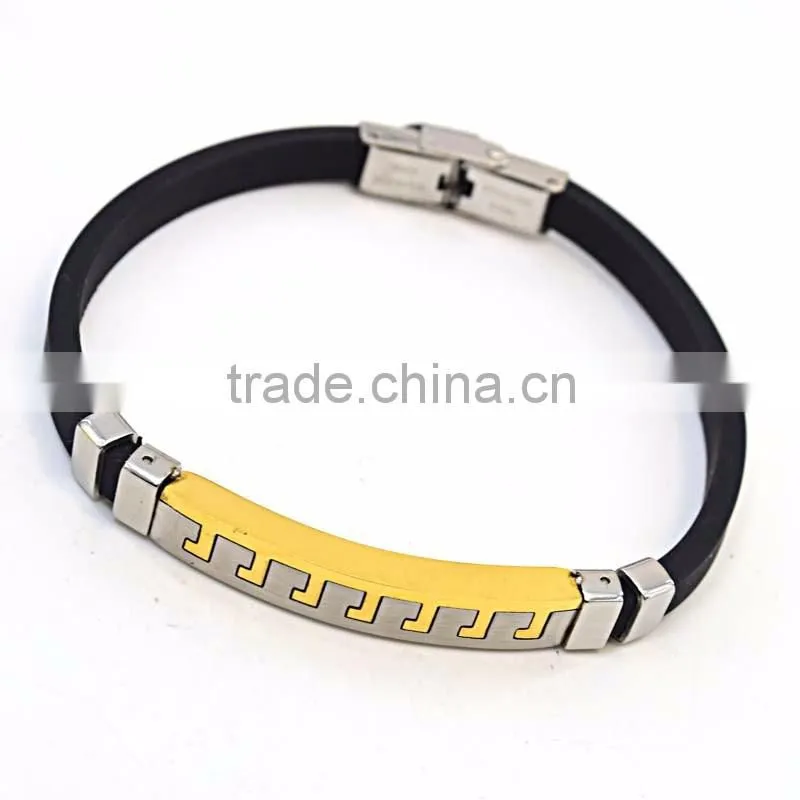 silicon magnetic bracelet black color stainless steel custom silicone bracelets