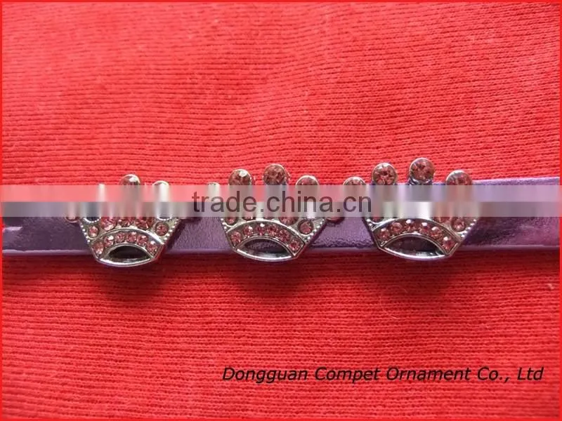 Compet produce 10mm slide charm crown, metal crown, fashion full rhinestone crown
