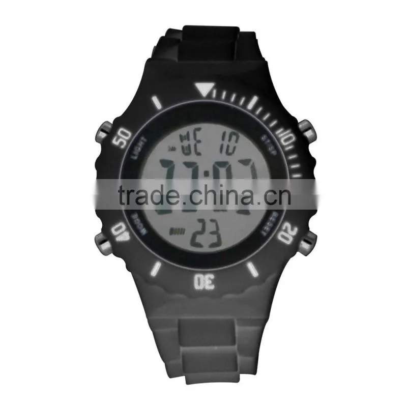 LP1364 Cool black color rotating bezel plastic chronograph digital watch