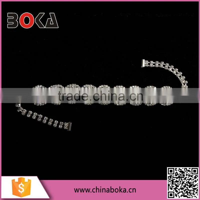 BOKA yiwu manufacturer, high quality rhinestones trimming, rhinestone banding trim, rhinestone wrist band