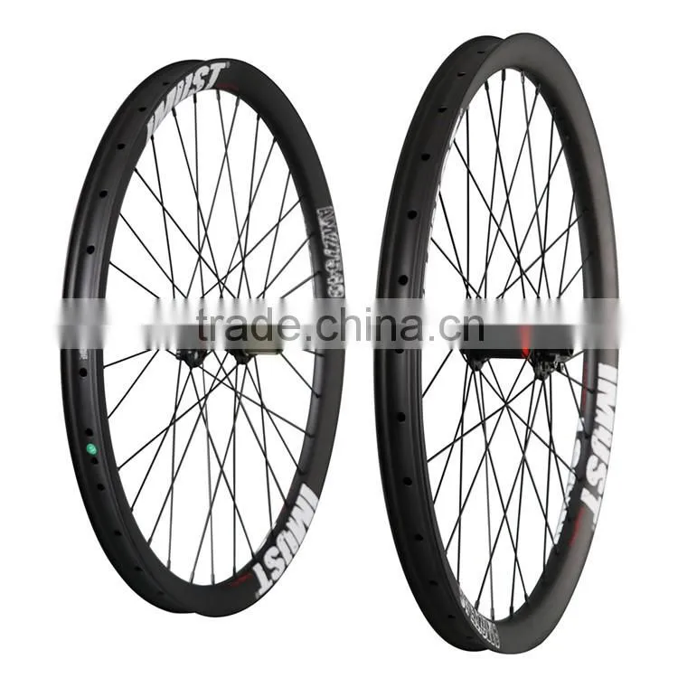 2016 Chinese MTB bike carbon wheels 27.5 40mm width Clincher Tubeless all mountain Wheelset with Novatec Hub 148 and 110