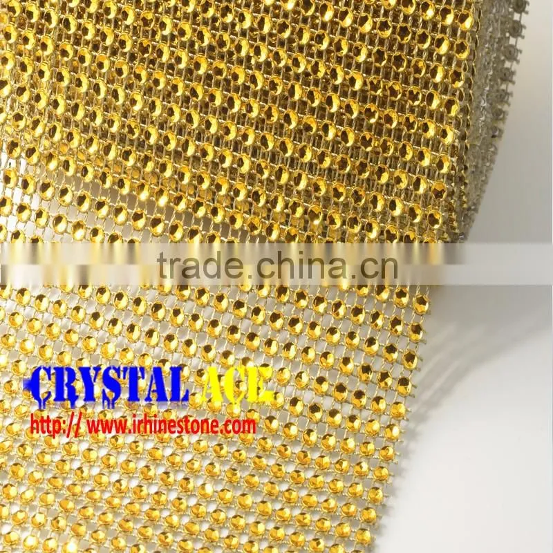 Golden diamond ribbon, diamond mesh banding,diamond mesh ribbon