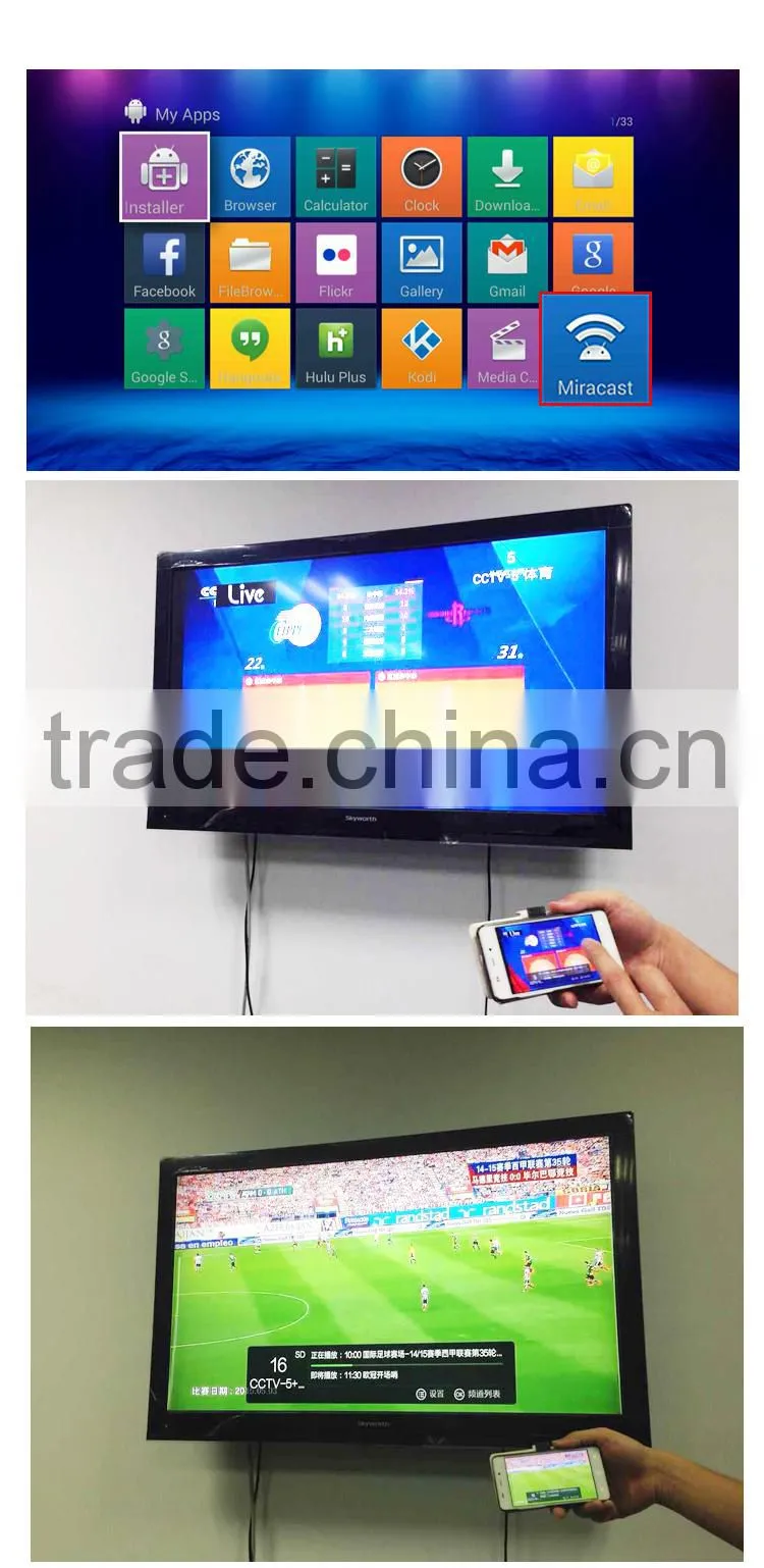 Amlogic aml s812 quad core CPU 2g ram android 4.4 tv box with HD-MI