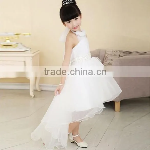 Fashion Children Girls Mesh Halter High Waist Asymmetrical Hem Ball Gown Tutu Party Dress/Flower girl dress