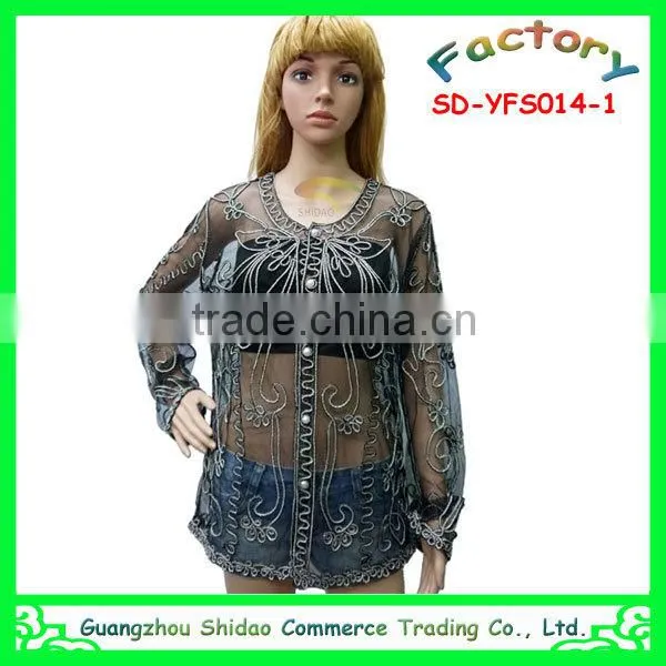 simple lace new fashion white lace long sleeve blouse