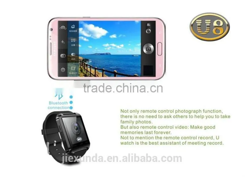 U8 Smart Bluetooth Watch 1.44'' Touch Screen Smartwatch with Mic phonebook dialer messaging call music barometer pedometer