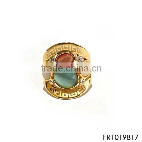 Rose Gold Four Square Opal Collected Brazil Word Cup Gift Ring