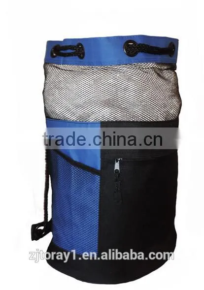 Mesh Nylon Drawstring Laundry Bag With Zippered Pockets