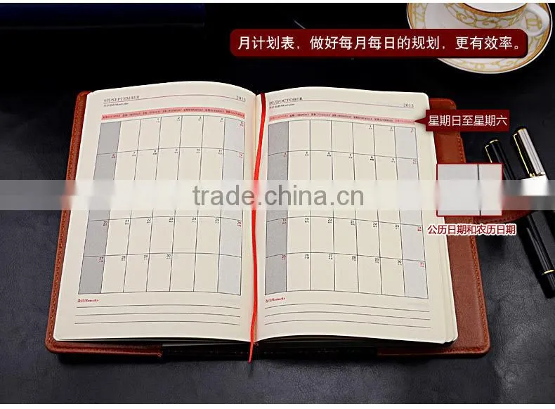 Luxury leather cover note book for business , waterproof notepad