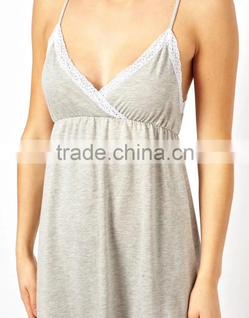 Girls Jersey Night Slip Pajama With Lace Trim