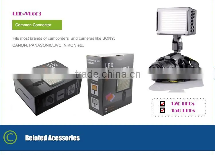 LED Video Light Power Adapter 5500K LED Chips Lighting for Camera & Camcorder Light 3200K-5500K DSLR DV