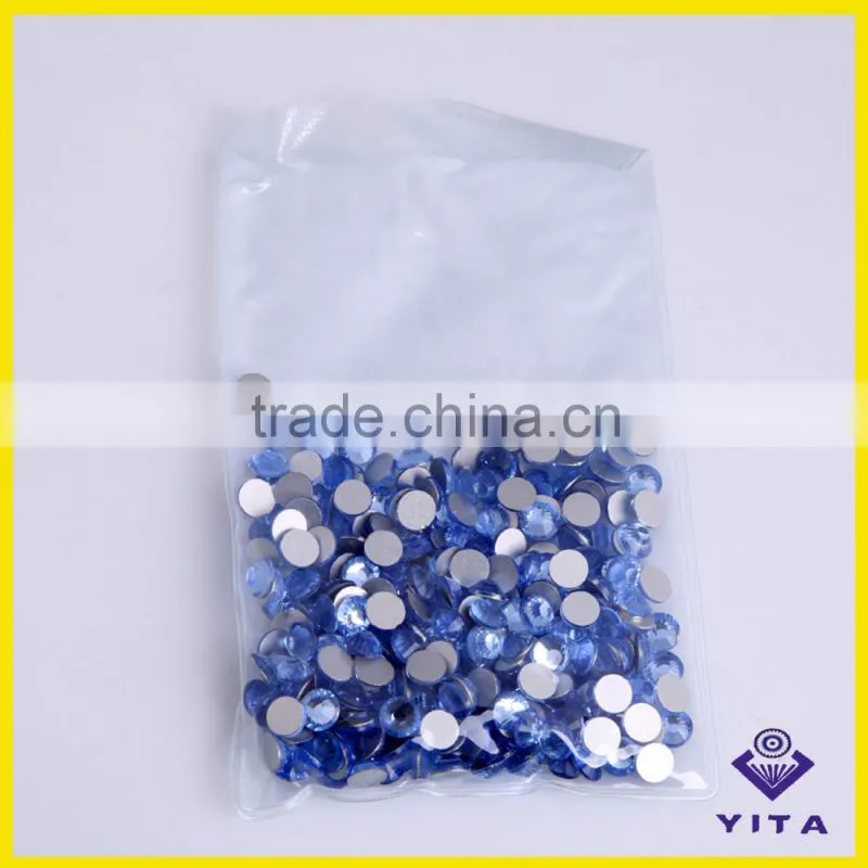 Hot sale SS6 SS8 SS10 SS12 SS16 lt sapphire clear glass stones for T shirt