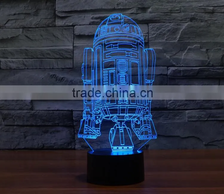 usb + battery operated acrylic night light lamp led 3d color change warship shape light for children kids baby led lamp