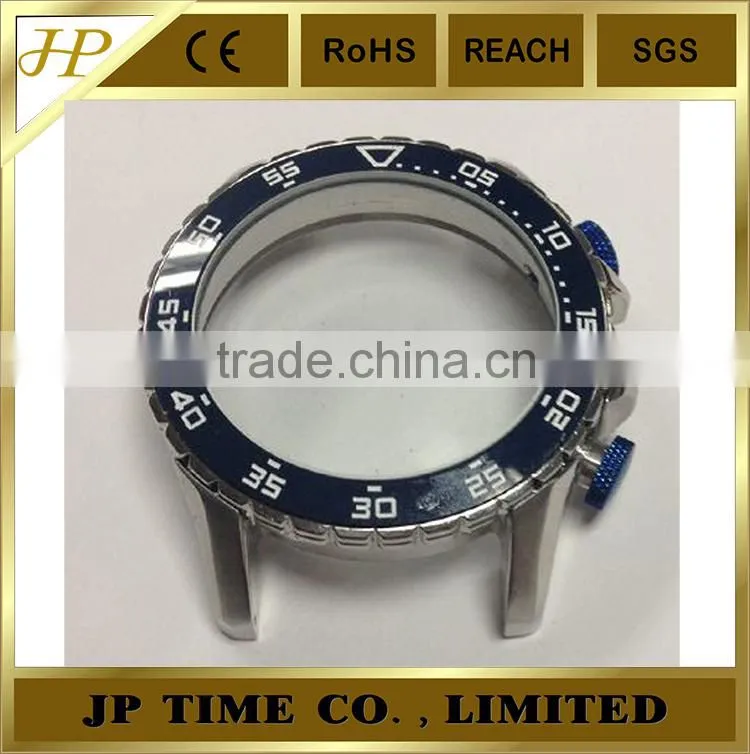 customer size OEM CNC polished stainless steel watch case 316L rotating bezel 5 ATM water resistant