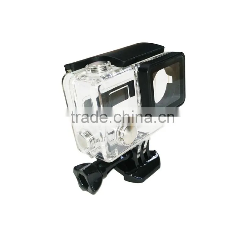 Telesin new arrival waterproof plastic housing case for Go pro Hero3+/4, Transparent color