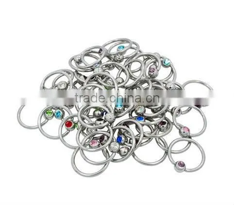 Single GEM Captive Bead Rings CBR bcr body piercing jewelry
