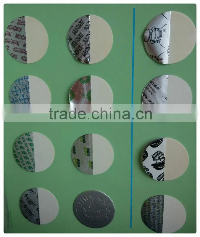 Top quality customized silver adhesive aluminum foil induction liner