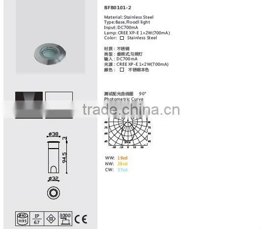 LED IP67/2W outdoor underground light buried light garden light with CREE