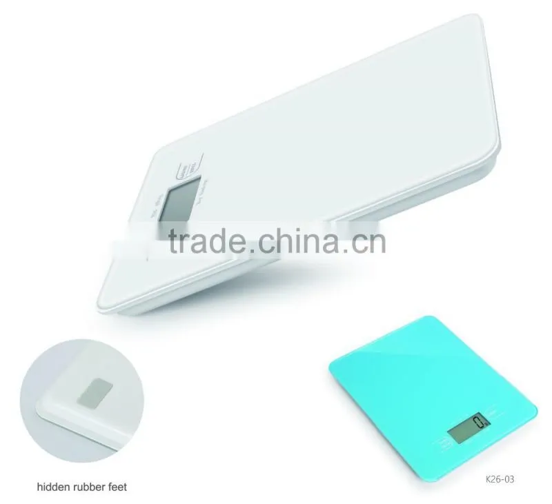 Digital Kitchen Scale, 3mm Tempered Safety Glass Platform, 1g/0.1oz Graduation, 5kg Capacity