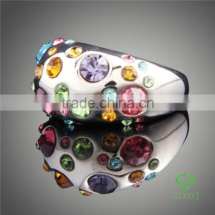 multi-color austrian crystal 18k white gold GP o ring