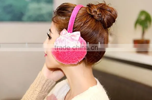 winter fur earmuff with lace