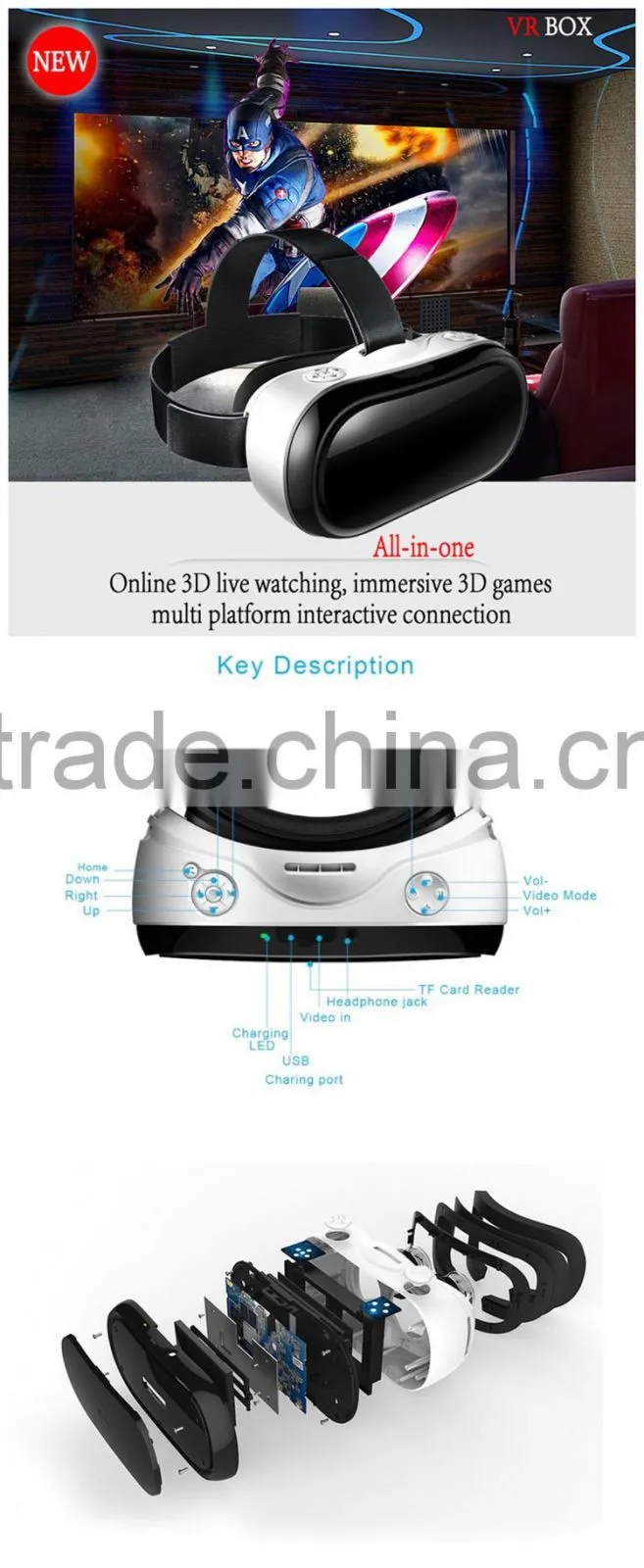 3d videos free VR glasses All in one android 3D glasses vr Glasses with Head Mount Display