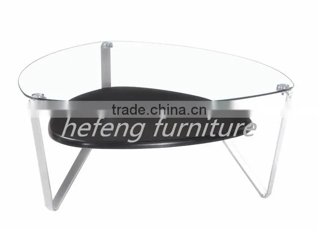 New shape cheap clear&frosted glass coffee table
