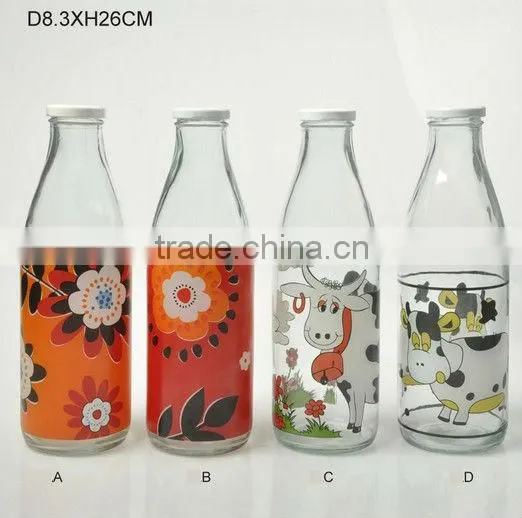 popular glass colored water bottle with wood stopper