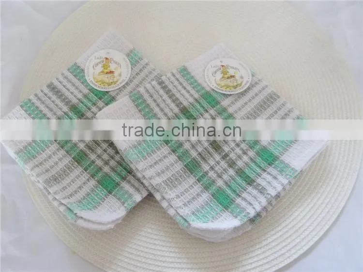 Green & Red waffle dish towel Check tea towel