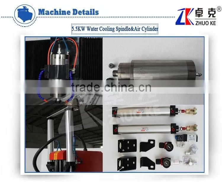 4 Axis Hybird Servo Motor Heavy Duty Stone CNC Router ZK-9015 900*1500MM With 5.5KW Water Cooling Spindle&Air Cylinder