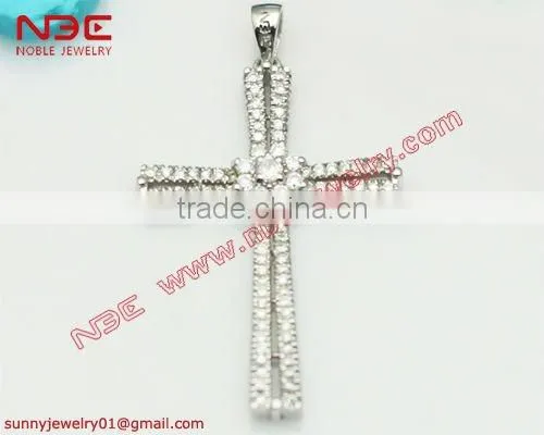New fashion cross necklace--handmade 925 sterling silver with black CZ and white CZ