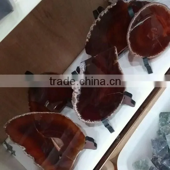 natural red agate slice crystal stone with different sizes for decorations