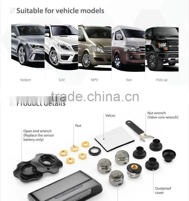 2015 SteelmateTP-S1 solar power tpms dual pressure gauge for cars, tpms for truck, air pressure tester