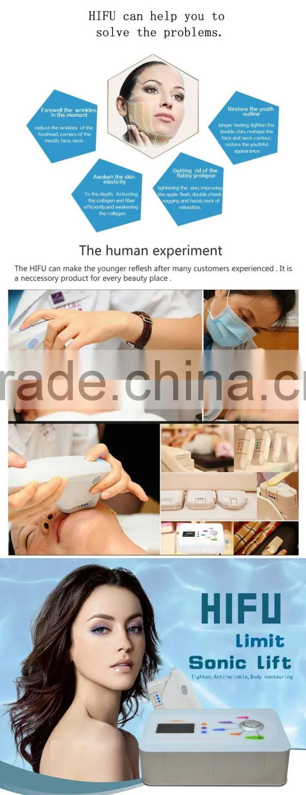 2016 Professional HIFU High Intensity Focused Ultrasound Hifu Machine for Face Lift