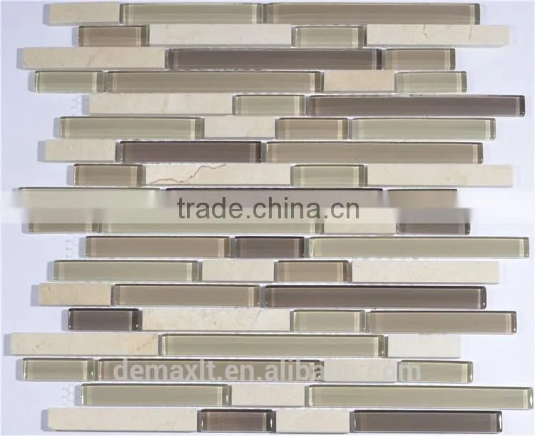 Fashionable Strip Brown Glass Mosaic Dark Brown Mixed Color