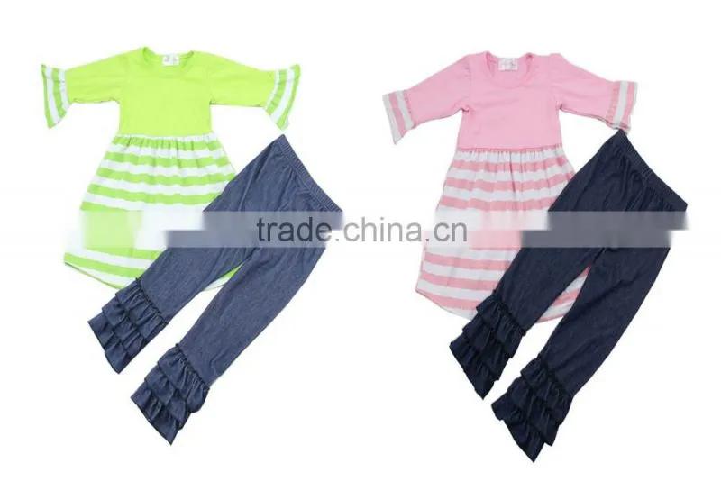 High Quality 2016 Wholesale Young Girl Fall Outfits Cotton Clothing Set Baby Girl Boutique Clothing Sets