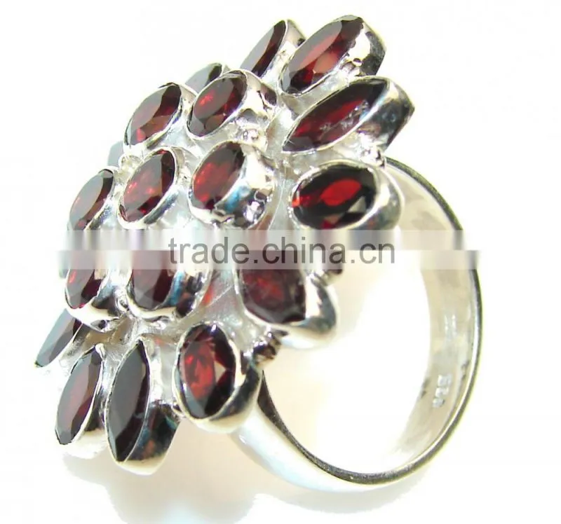 Multi gemstone Natural garnet ring, 925 sterling silver wholesale best price