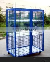 Blue Moveable Wire Mesh Logistics Trolley