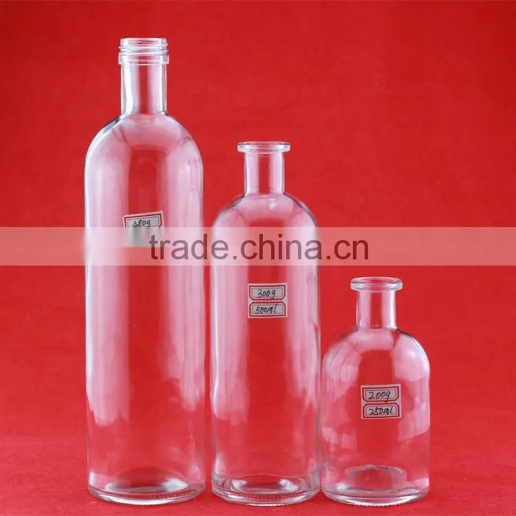 wholesale 750ml wine bottles decal glass spirit bottle hith thin frosted liquor bottles