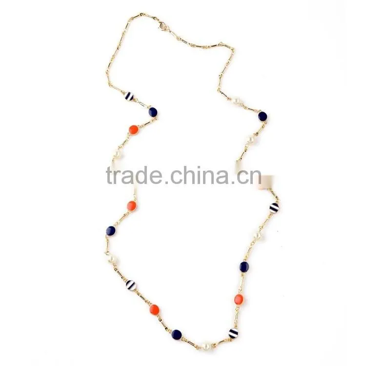 OEM/ODM Manufacture 2016 Fashion Design Colorful Beaded Long Necklace for Women