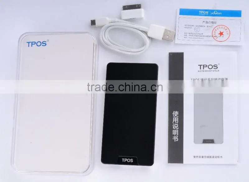 Shenzhen Wholesale Promotional Gift Super Thin Li-polymer battery power bank 3000mAh with 2 LED Torching Indicators for phones