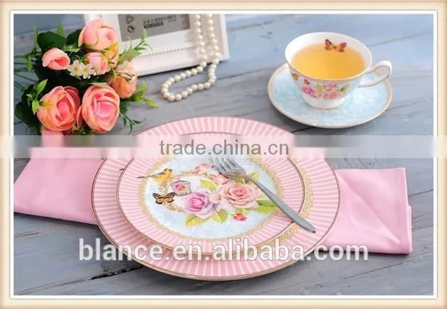 flower and bird coffee tea set in golden edge design
