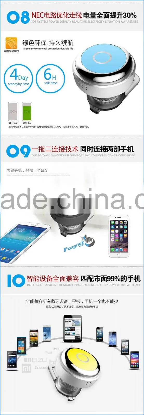 Factory Price Wireless Bluetooth Headphone , mini phone headset headphone without wire ,bluetooth headset headphone for xiaomi