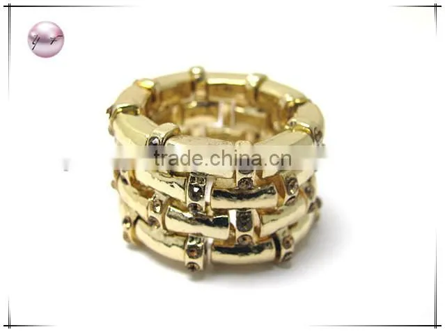 Crystal stud multi metal bar link stertch ring