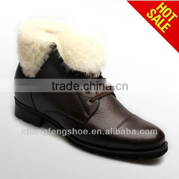 2013 white sheep fur leather warm snow boots/cow leather men shoes