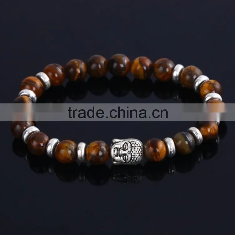 Hot Antique Crystal Rhinestone Leopard Head Lava Stone Buddha Bracelet