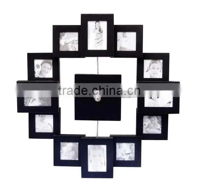 Color frame wall clock with 12 photo
