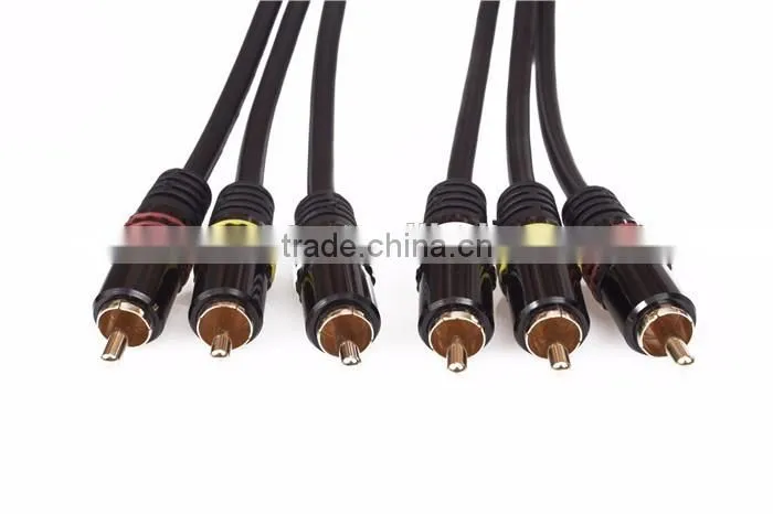 pure cooper 3 RCA high quality Male to Male Metal shell