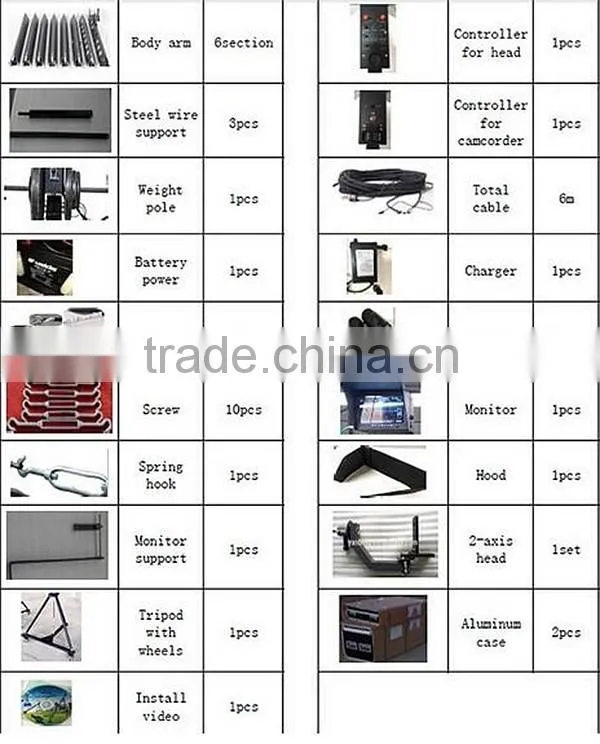 Professional 6m triangle and motorized head jimmy crane camera jib cranes for sale