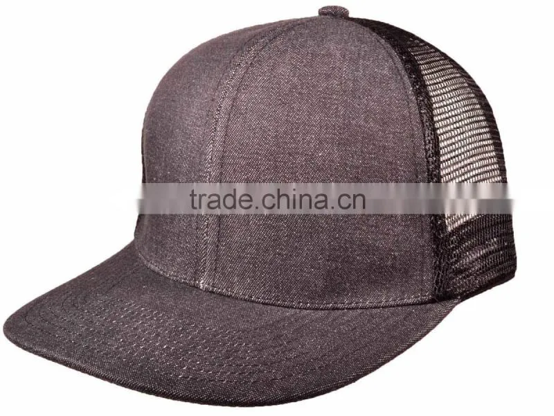 wholesale blank denim flat bill mesh trucker hats